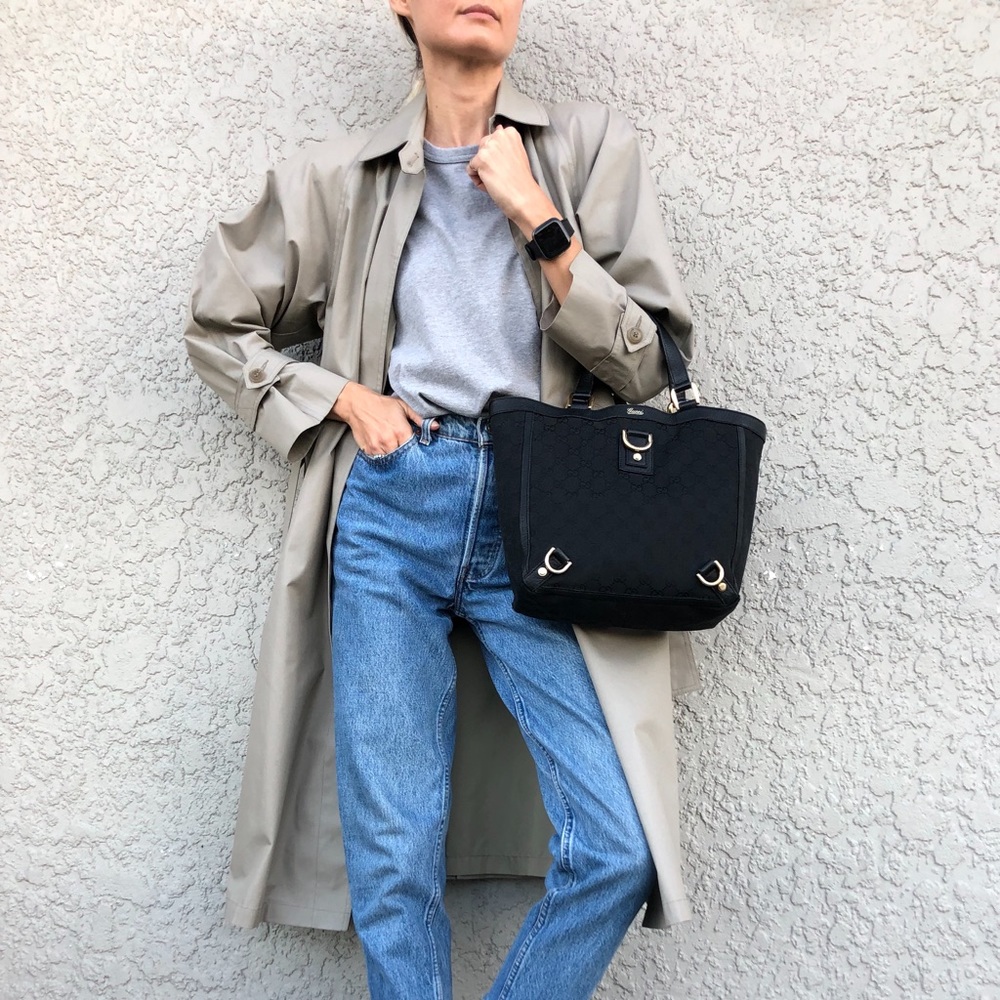 GUCCI Auth. Abbey GG Canvas D Ring Mini Tote